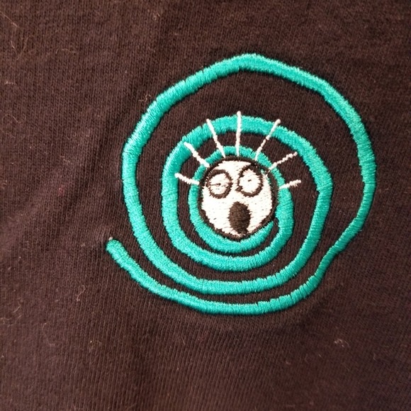 Vintage 90's Scared Guy Black Cotton Embroidered Tee Size XXL - Picture 3 of 10